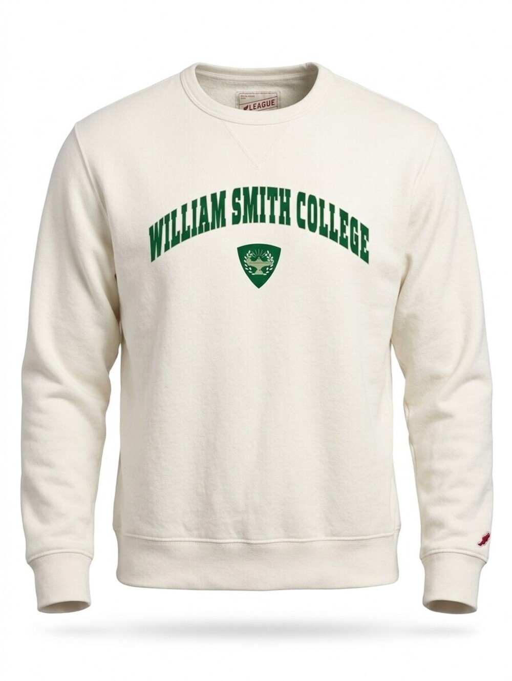 League 91 William Smith College Crewneck Sweatshirt Mens L Cream Fleece EUC